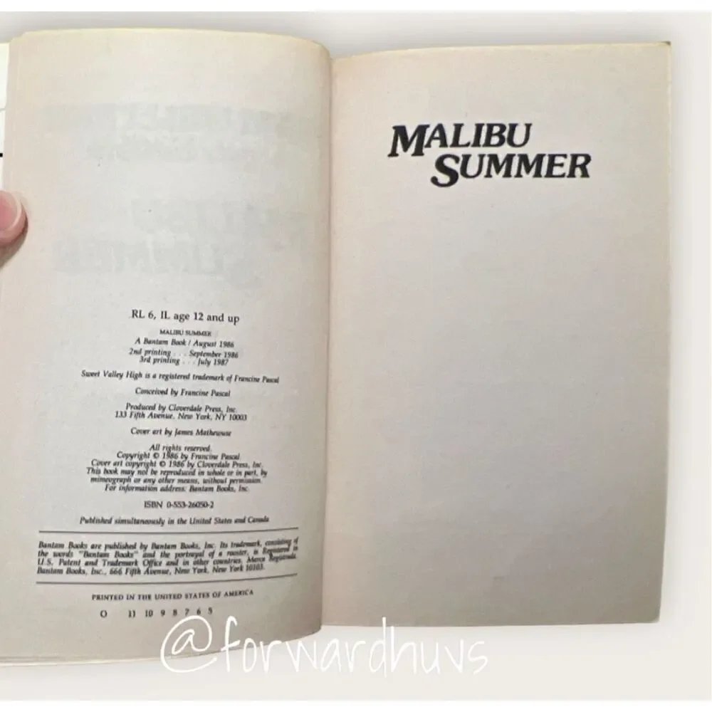 Bundle Sale 3 for $15 | Sweet Valley High | Super Edition Malibu Summer | 1986